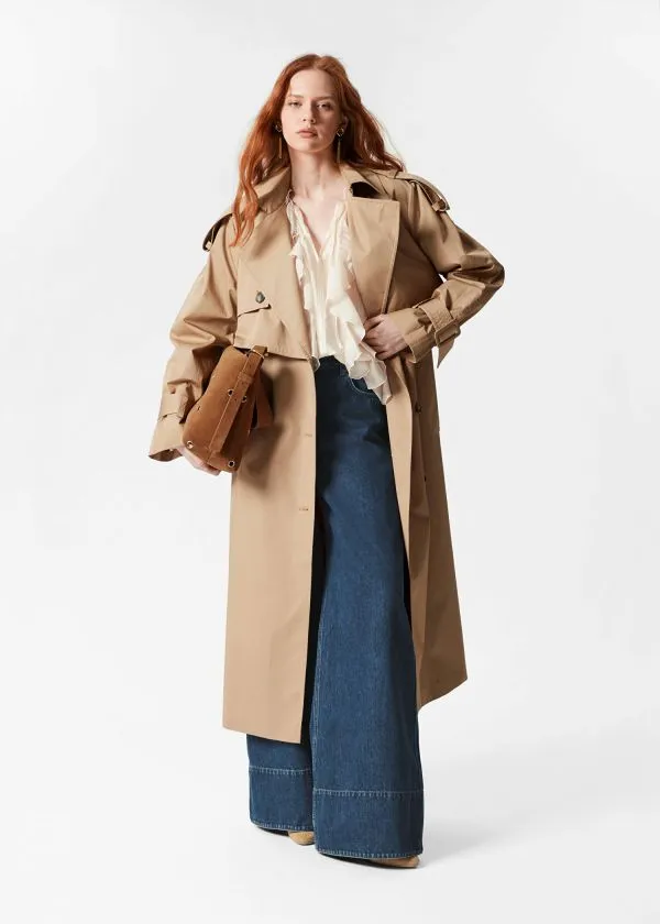 Women Jackets and Coats and Other Stories Belted Trench Coat Beige