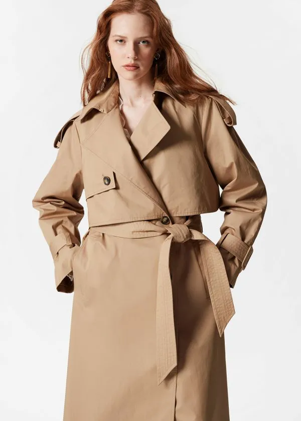 Women Jackets and Coats and Other Stories Belted Trench Coat Beige