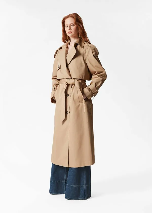 Women Jackets and Coats and Other Stories Belted Trench Coat Beige