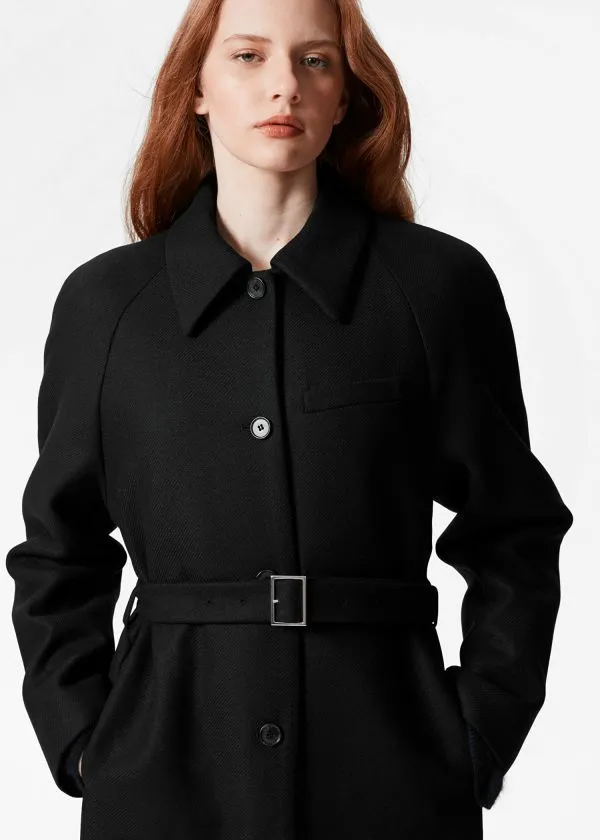 Women Jackets and Coats and Other Stories Belted Wool Coat Black