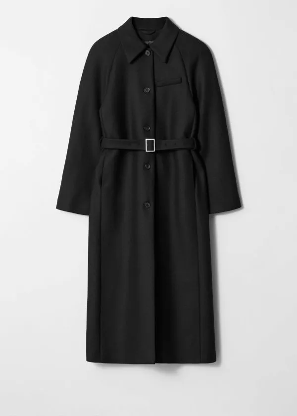 Women Jackets and Coats and Other Stories Belted Wool Coat Black