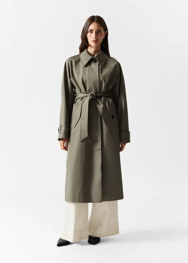 Women Jackets and Coats and Other Stories SingleBreasted Trench Coat Khaki
