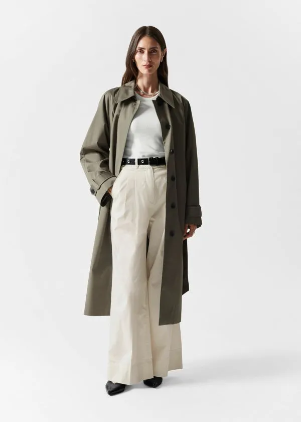 Women Jackets and Coats and Other Stories SingleBreasted Trench Coat Khaki
