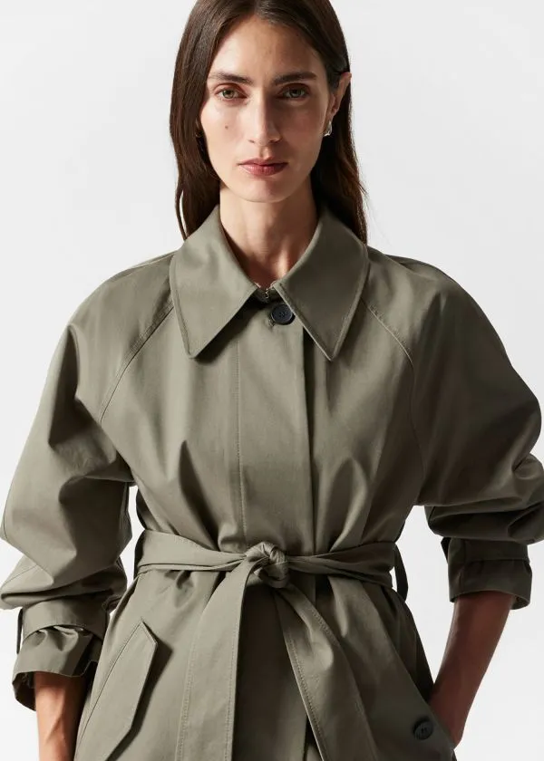 Women Jackets and Coats and Other Stories SingleBreasted Trench Coat Khaki
