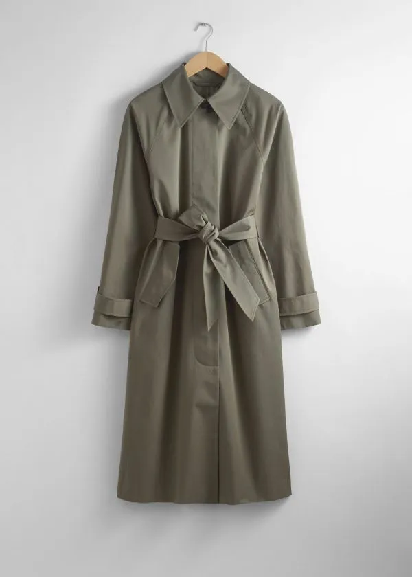 Women Jackets and Coats and Other Stories SingleBreasted Trench Coat Khaki