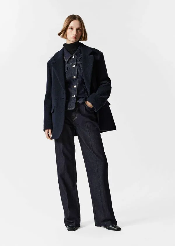 Women Jackets and Coats and Other Stories SingleBreasted Wool Blazer Navy Blue