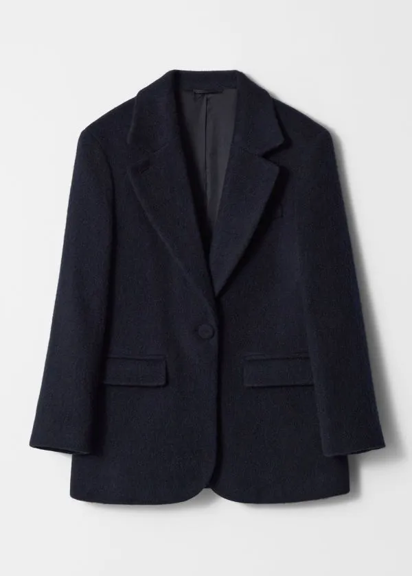 Women Jackets and Coats and Other Stories SingleBreasted Wool Blazer Navy Blue