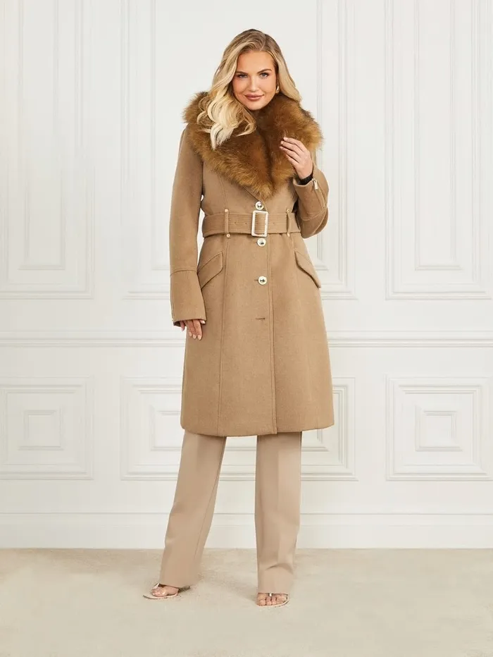 Women Jackets and Coats GUESS Alice WoolBlend Coat Macchiato Multi