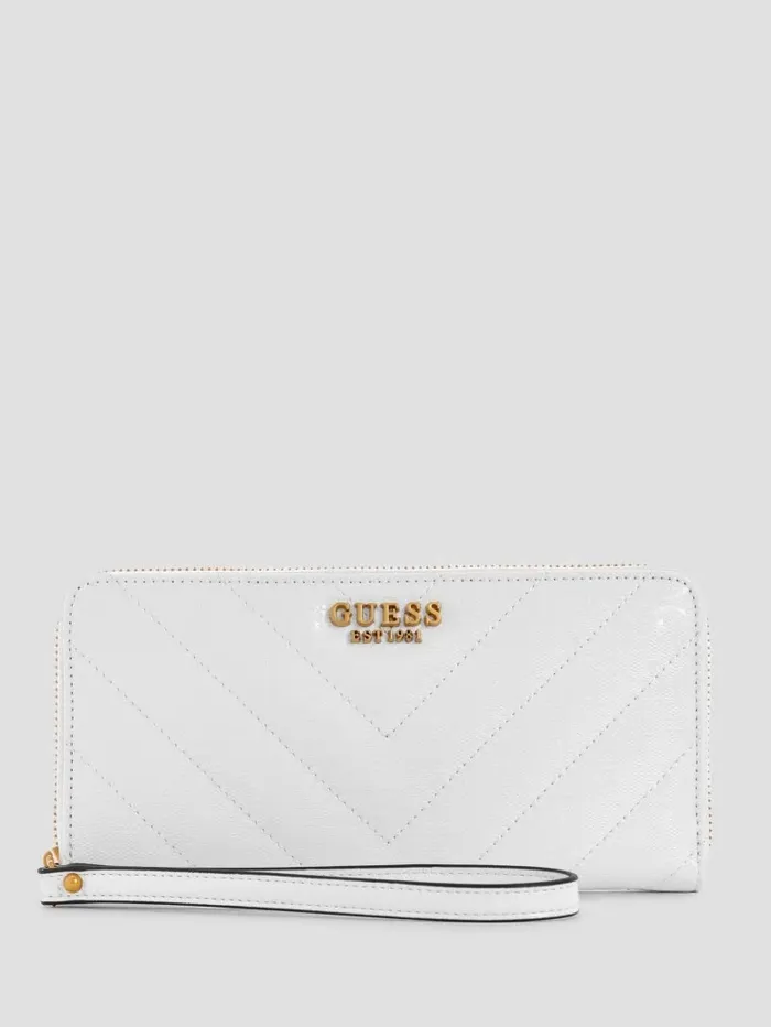Women Jania Large ZipAround Wallet White Handbags GUESS
