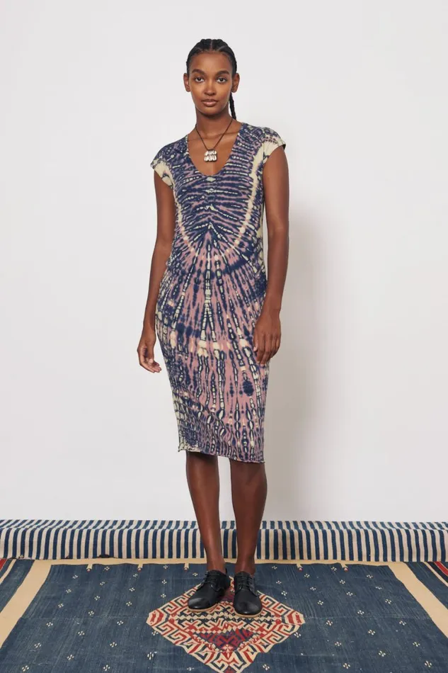 Women Jasper And Navy Zanzibar Midi Dress Raquel Allegra Dresses