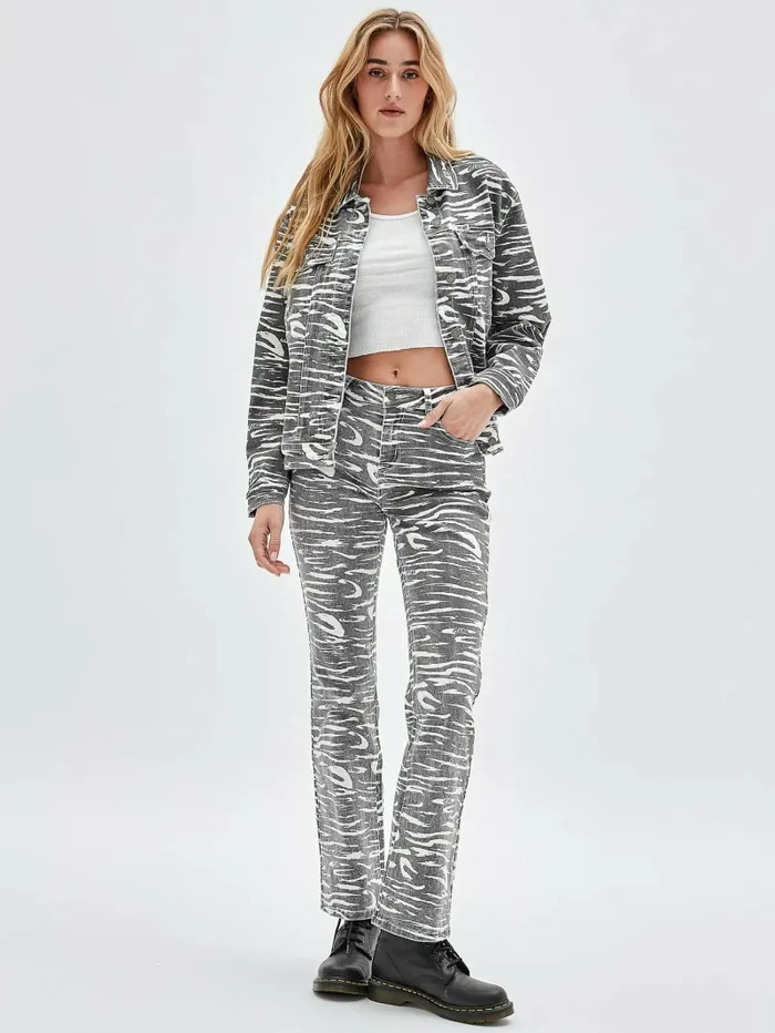 Women Jeans and Denim GUESS GUESS Originals Zebra Bootcut Jeans Jet Black Multi Women Jeans and Denim GUESS GUESS Originals Zebra Bootcut Jeans Jet Black Multi