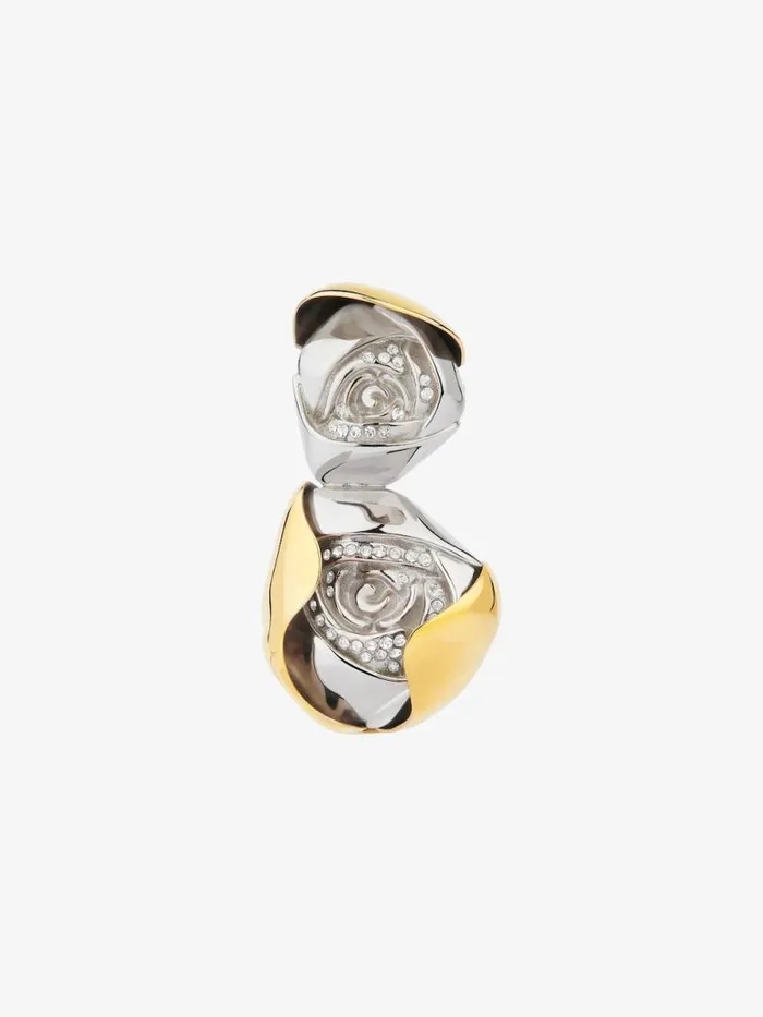 Women Jewelry Givenchy Flower Clip Earring In Metal With Crystals Goldensilvery Women Jewelry Givenchy Flower Clip Earring In Metal With Crystals Goldensilvery