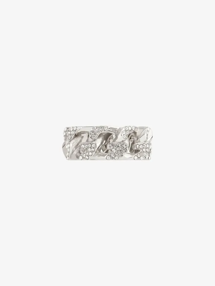 Women Jewelry Givenchy G Chain Ring In Metal With Crystals Silvery