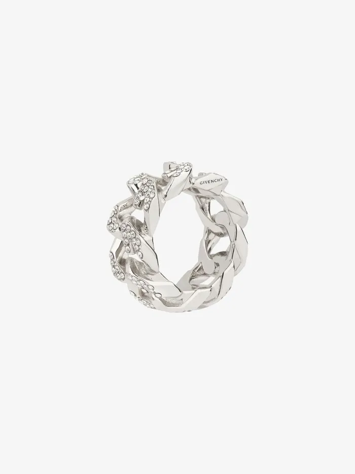 Women Jewelry Givenchy G Chain Ring In Metal With Crystals Silvery