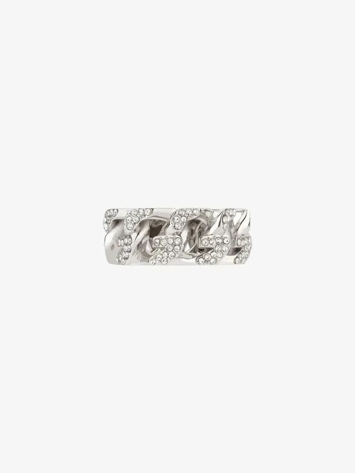 Women Jewelry Givenchy G Chain Ring In Metal With Crystals Silvery