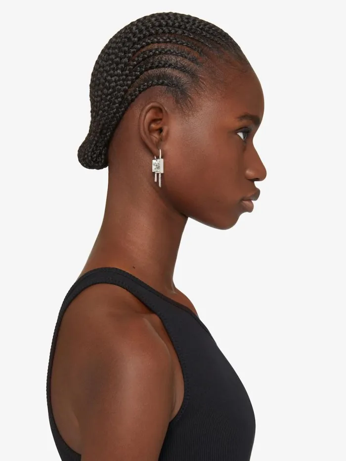 Women Jewelry Givenchy Mini Lock Earrings In Metal With Crystal Silvery Women Jewelry Givenchy Mini Lock Earrings In Metal With Crystal Silvery