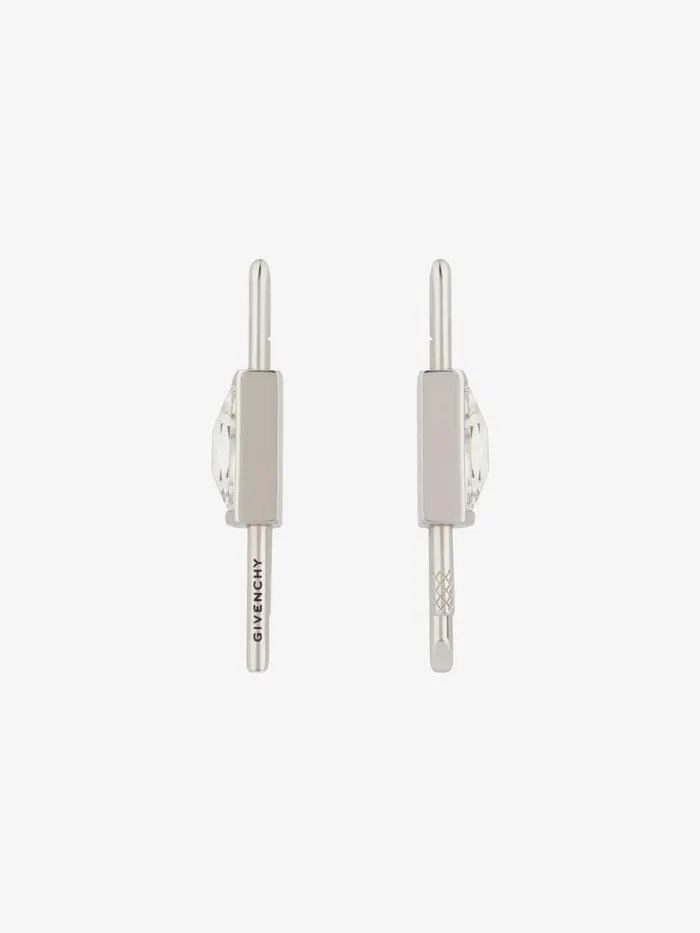Women Jewelry Givenchy Mini Lock Earrings In Metal With Crystal Silvery Women Jewelry Givenchy Mini Lock Earrings In Metal With Crystal Silvery