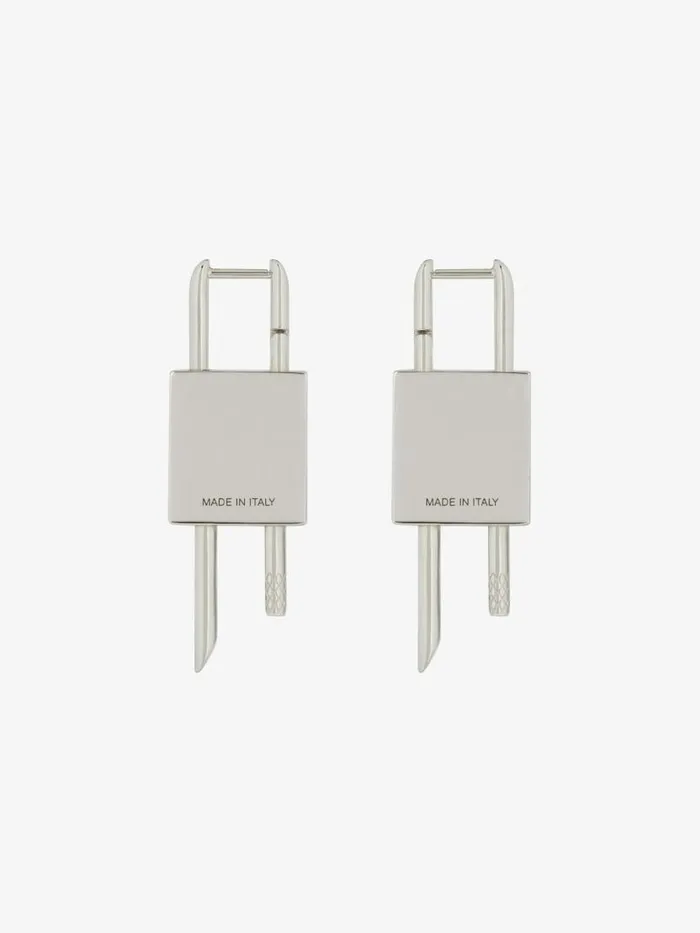 Women Jewelry Givenchy Mini Lock Earrings In Metal With Crystal Silvery Women Jewelry Givenchy Mini Lock Earrings In Metal With Crystal Silvery