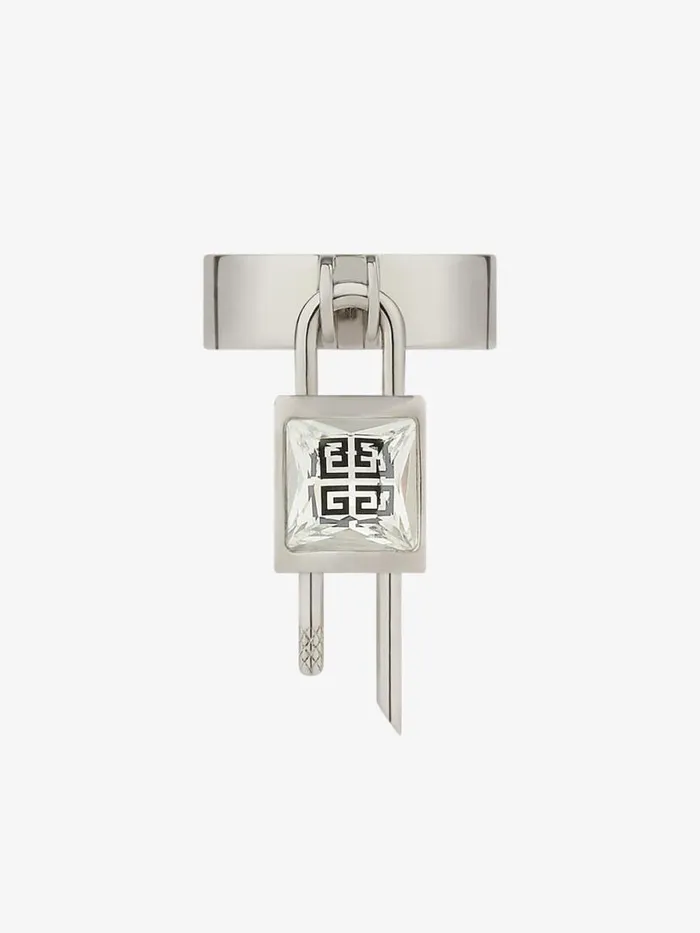 Women Jewelry Givenchy Mini Lock Ring In Metal With Crystal Silvery