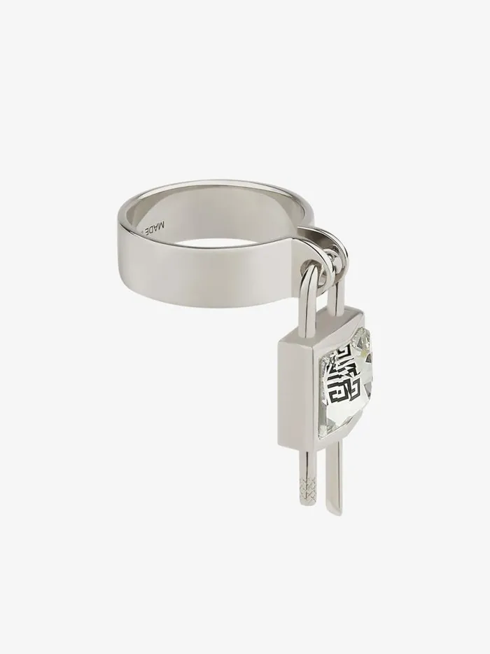 Women Jewelry Givenchy Mini Lock Ring In Metal With Crystal Silvery Women Jewelry Givenchy Mini Lock Ring In Metal With Crystal Silvery