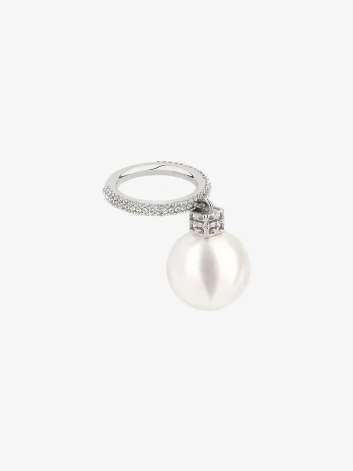 Women Jewelry Givenchy Pearl Ring In Metal With Crystals Whitesilvery Women Jewelry Givenchy Pearl Ring In Metal With Crystals Whitesilvery