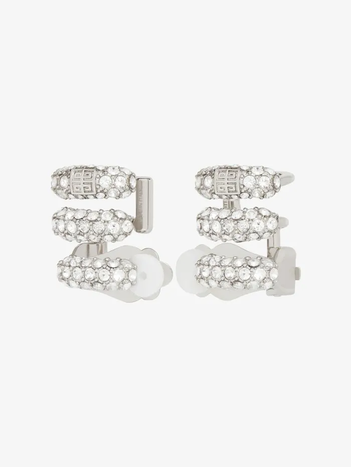 Women Jewelry Givenchy Stitch Clip Earrings In Metal With Crystals Silvery Women Jewelry Givenchy Stitch Clip Earrings In Metal With Crystals Silvery