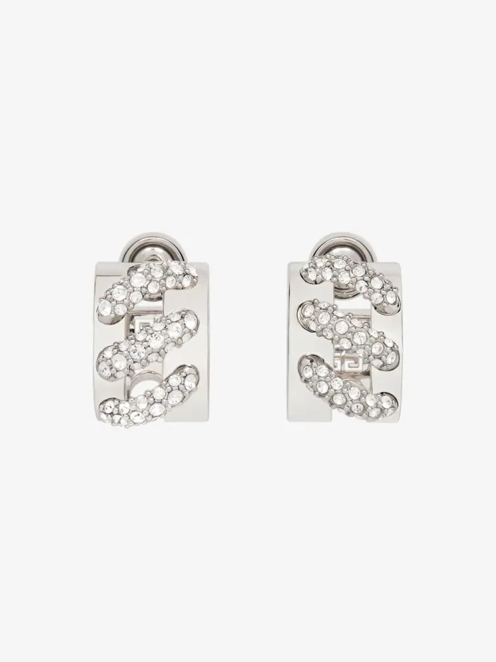 Women Jewelry Givenchy Stitch Earrings In Metal With Crystals Silvery