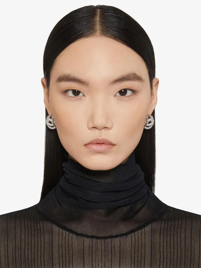 Women Jewelry Givenchy Stitch Earrings In Metal With Crystals Silvery Women Jewelry Givenchy Stitch Earrings In Metal With Crystals Silvery