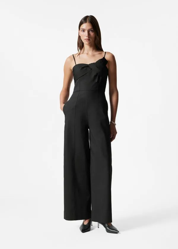 Women Jumpsuits and Other Stories BowDetail BarrelLeg Jumpsuit Black