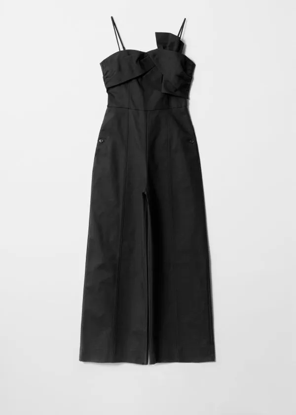 Women Jumpsuits and Other Stories BowDetail BarrelLeg Jumpsuit Black