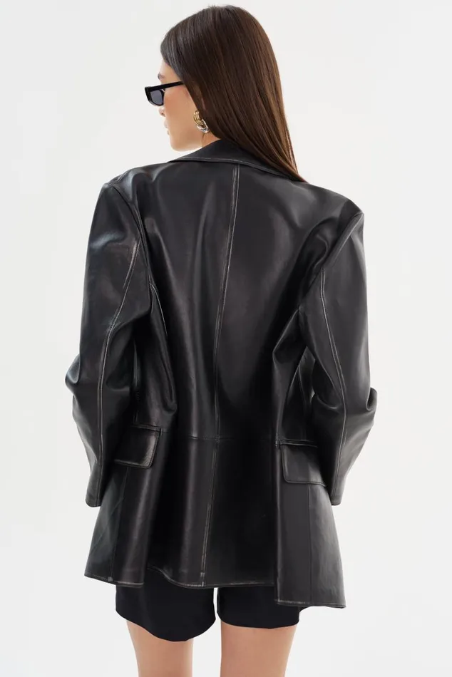Women KARRIN Distressed Leather Blazer Distressed Black LAMARQUE Leather Jackets Women KARRIN Distressed Leather Blazer Distressed Black LAMARQUE Leather Jackets