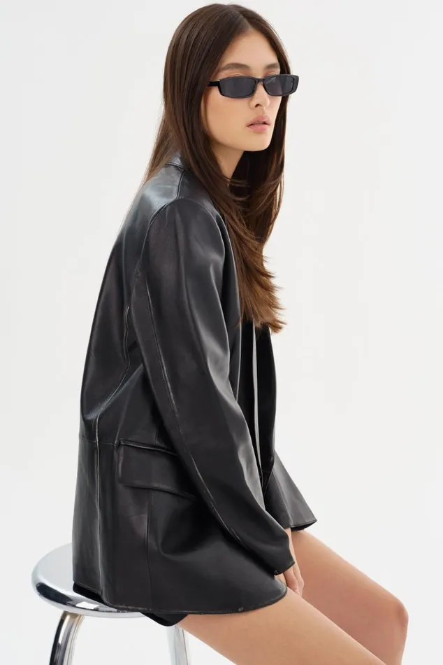 Women KARRIN Distressed Leather Blazer Distressed Black LAMARQUE Leather Jackets Women KARRIN Distressed Leather Blazer Distressed Black LAMARQUE Leather Jackets