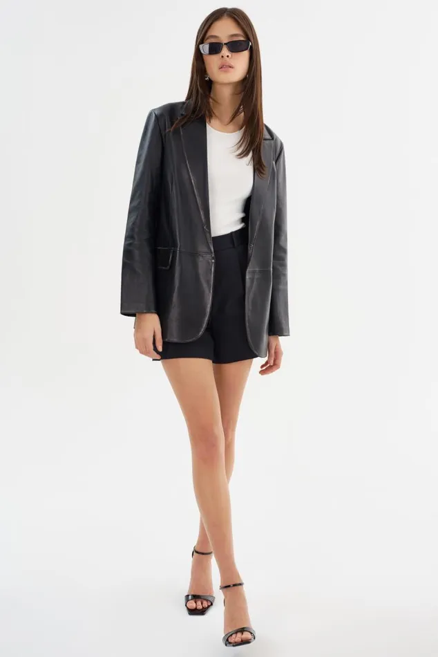 Women KARRIN Distressed Leather Blazer Distressed Black LAMARQUE Leather Jackets Women KARRIN Distressed Leather Blazer Distressed Black LAMARQUE Leather Jackets