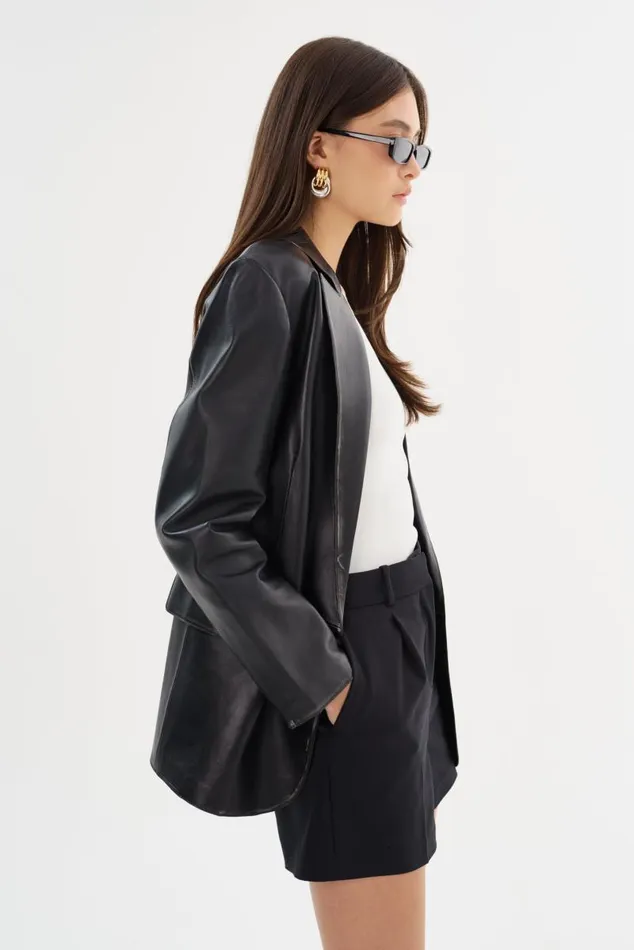 Women KARRIN Distressed Leather Blazer Distressed Black LAMARQUE Leather Jackets Women KARRIN Distressed Leather Blazer Distressed Black LAMARQUE Leather Jackets