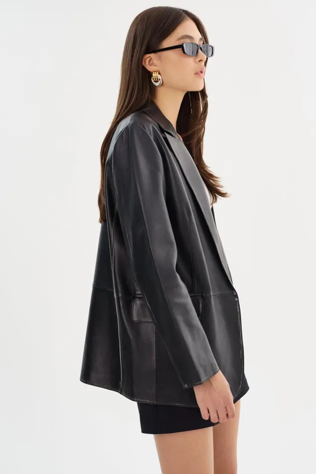 Women KARRIN Distressed Leather Blazer Distressed Black LAMARQUE Leather Jackets Women KARRIN Distressed Leather Blazer Distressed Black LAMARQUE Leather Jackets