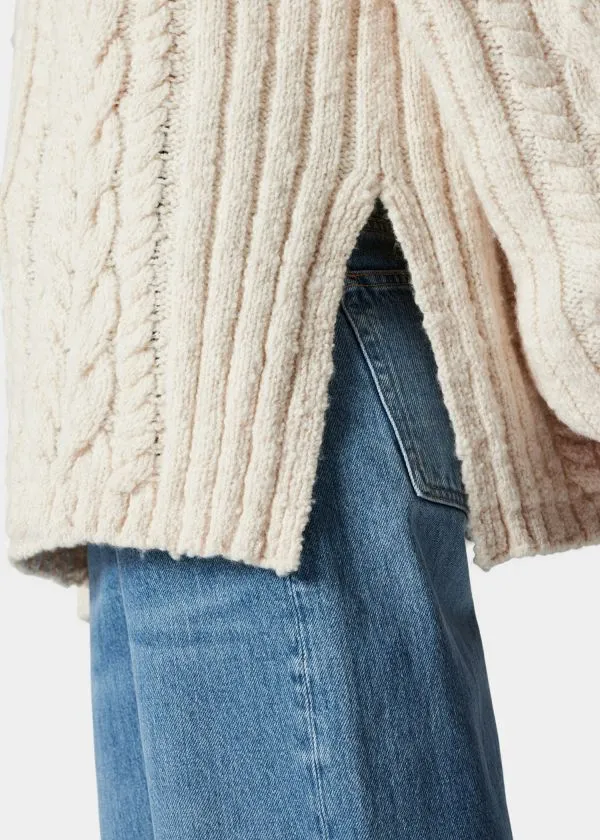 Women Knitwear and Other Stories CableKnit VNeck Jumper Ecru