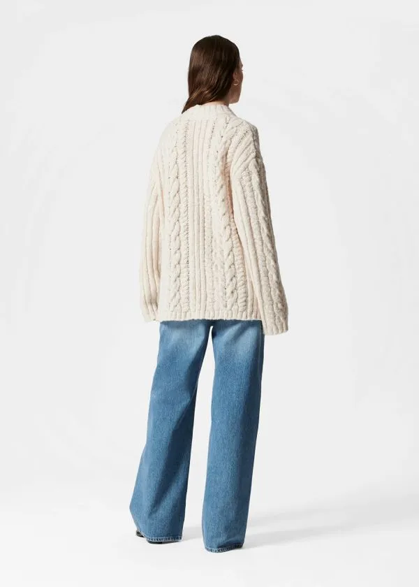 Women Knitwear and Other Stories CableKnit VNeck Jumper Ecru