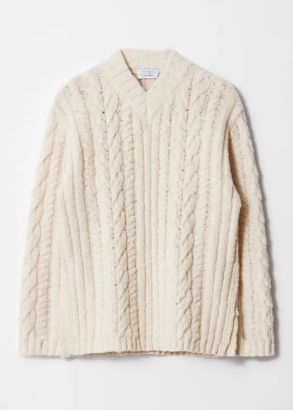 Women Knitwear and Other Stories CableKnit VNeck Jumper Ecru