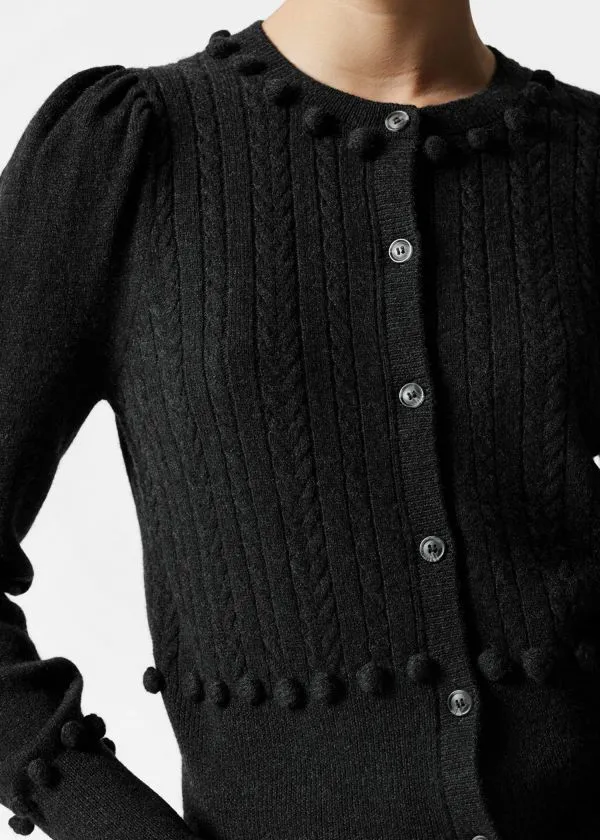 Women Knitwear and Other Stories CableKnit Wool Cardigan Dark Grey