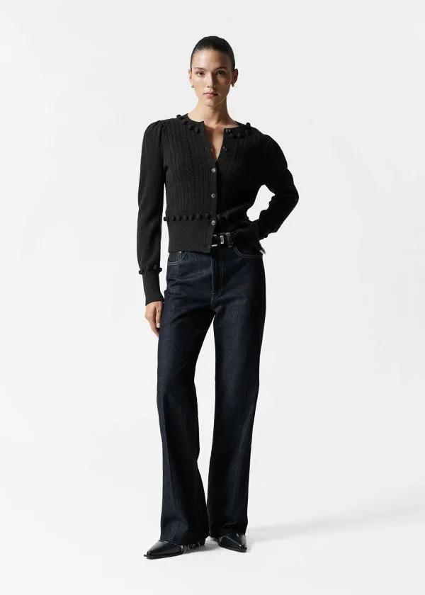 Women Knitwear and Other Stories CableKnit Wool Cardigan Dark Grey