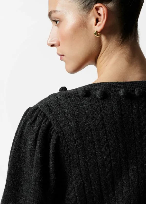Women Knitwear and Other Stories CableKnit Wool Cardigan Dark Grey