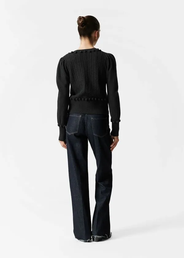 Women Knitwear and Other Stories CableKnit Wool Cardigan Dark Grey