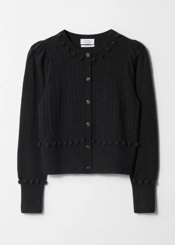 Women Knitwear and Other Stories CableKnit Wool Cardigan Dark Grey