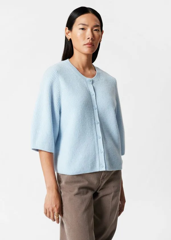 Women Knitwear and Other Stories Merino RibKnit Cardigan Light Blue