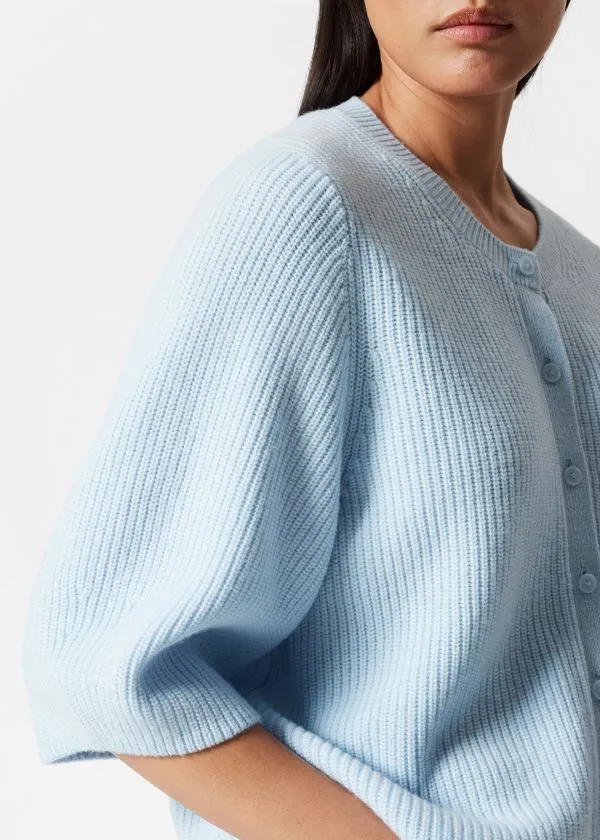 Women Knitwear and Other Stories Merino RibKnit Cardigan Light Blue