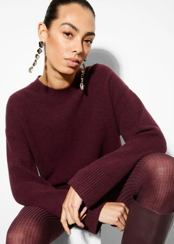 Women Knitwear and Other Stories Relaxed Knit Jumper Dark Red