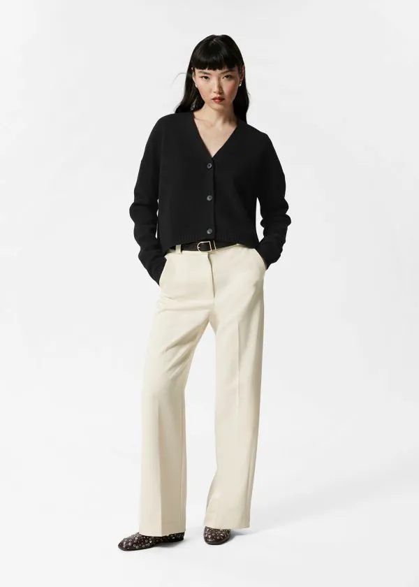 Women Knitwear and Other Stories Relaxed Wool Cardigan Black