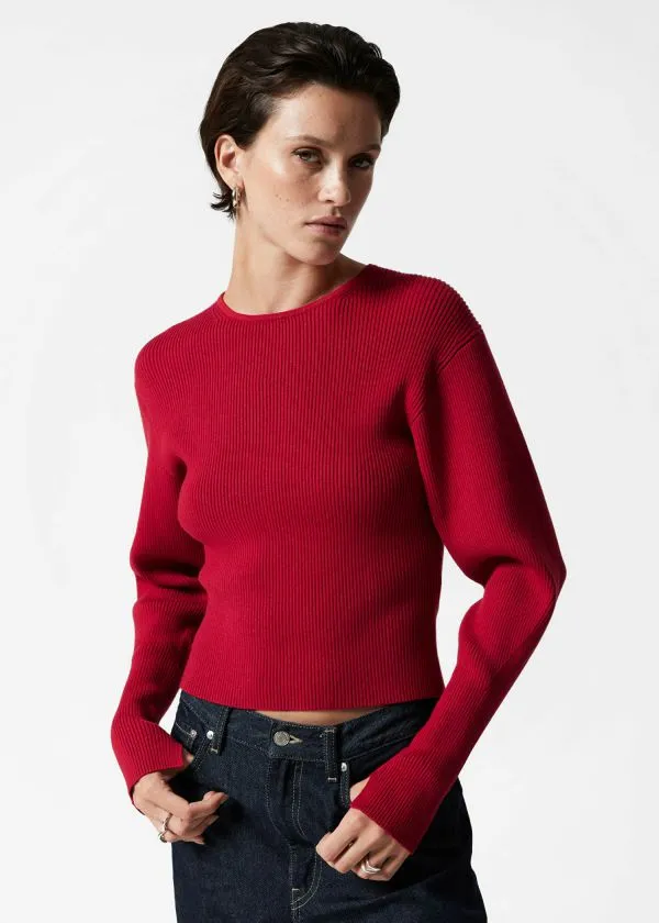 Women Knitwear and Other Stories RibKnit Top Red
