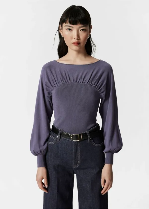 Women Knitwear and Other Stories Ruched Sweater Purple
