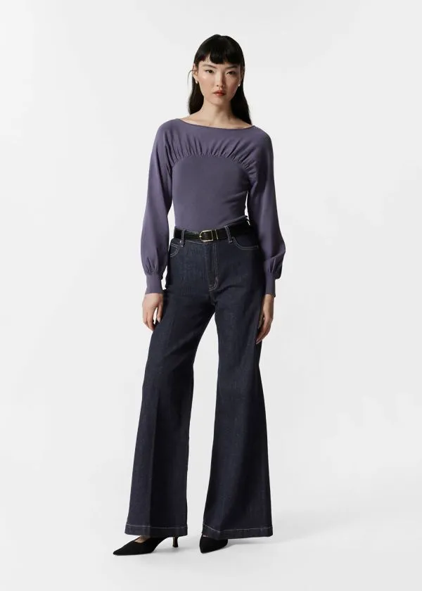 Women Knitwear and Other Stories Ruched Sweater Purple
